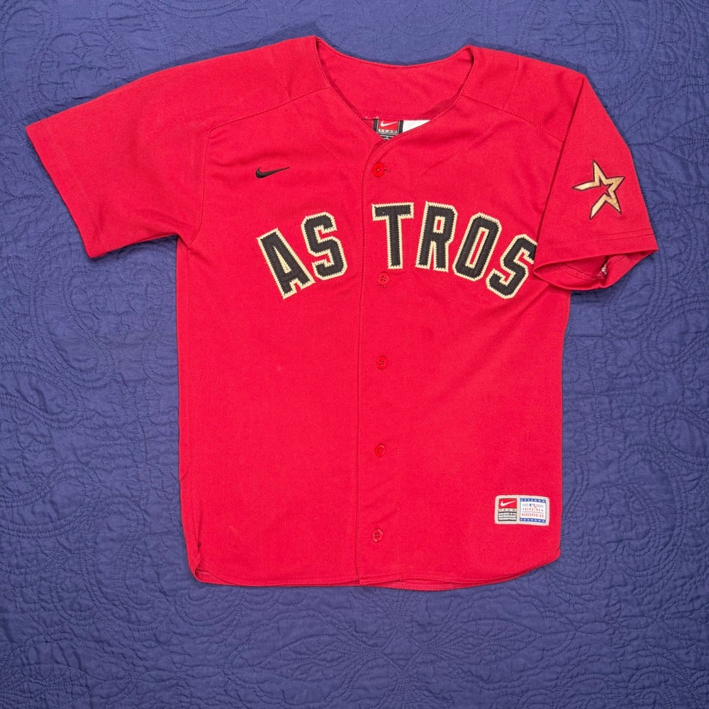 VNTG Nike Houston Astros Andy Pettitte 21 Youth S Jersey Red 8/10 MLB Baseball
